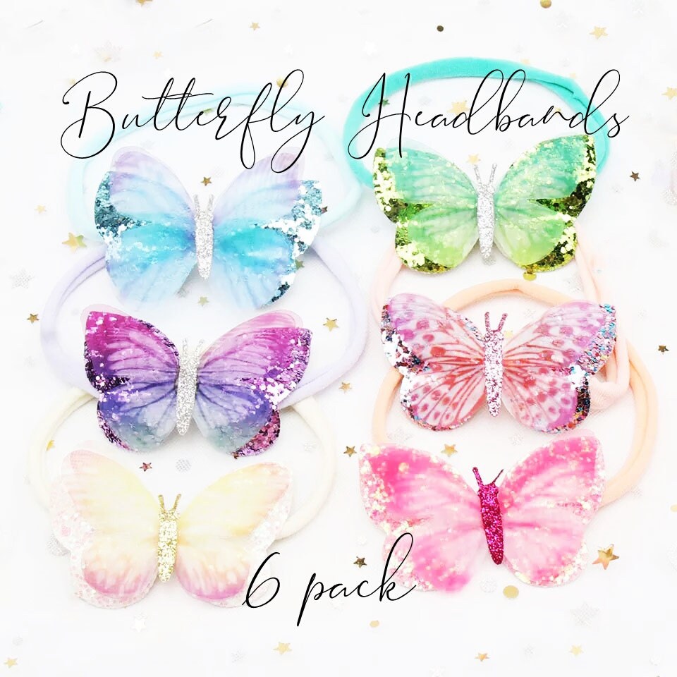 6-pack Butterfly headbands