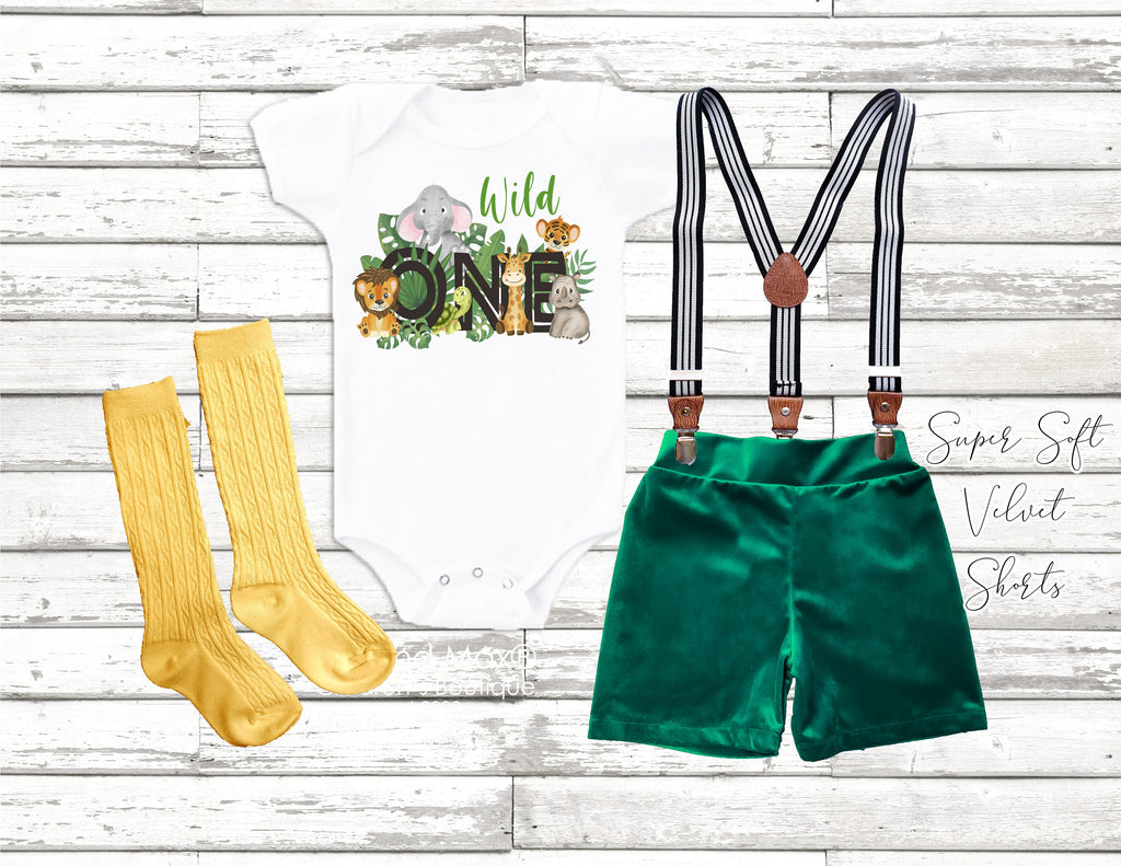 1ST birthday BOY Outfit wild one jungle
