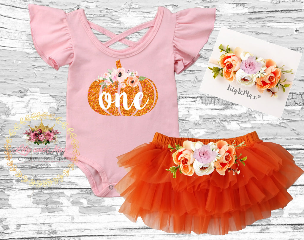1st birthday baby girls pumpkin outfit