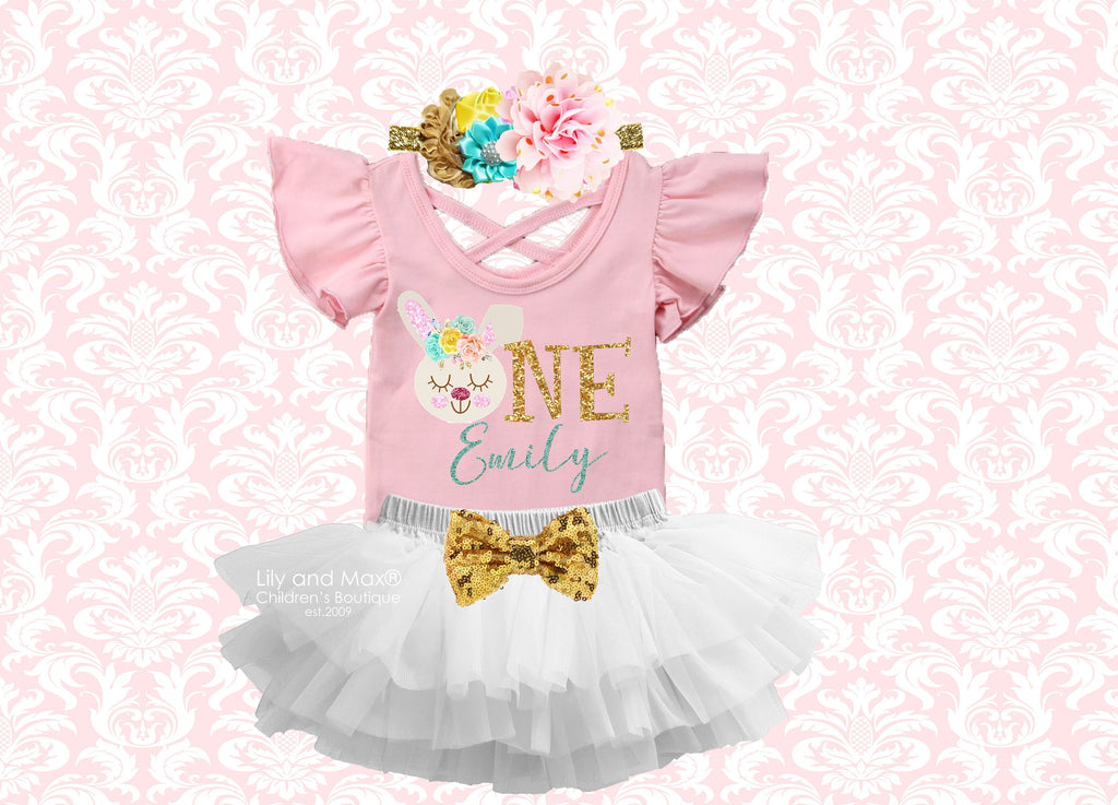 1st birthday baby girls BUNNY tutu bloomer outfit