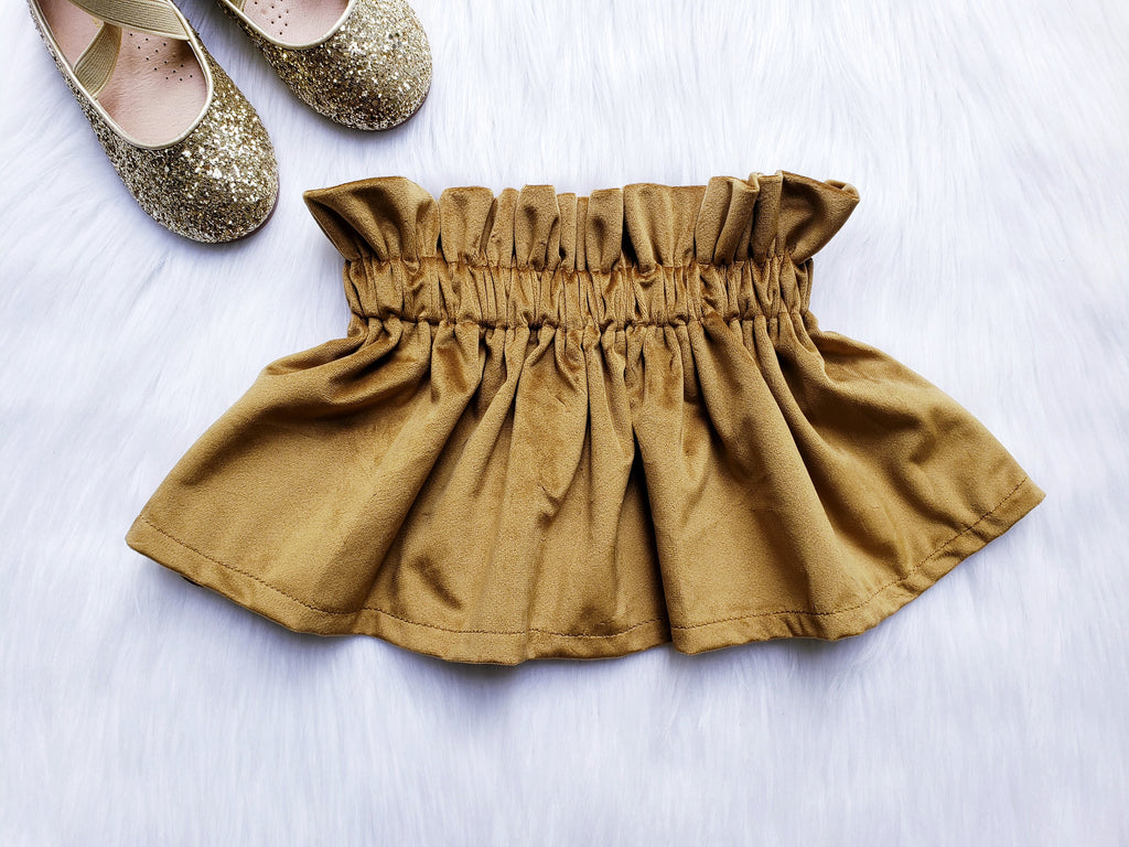 Golden brown velvet skirt