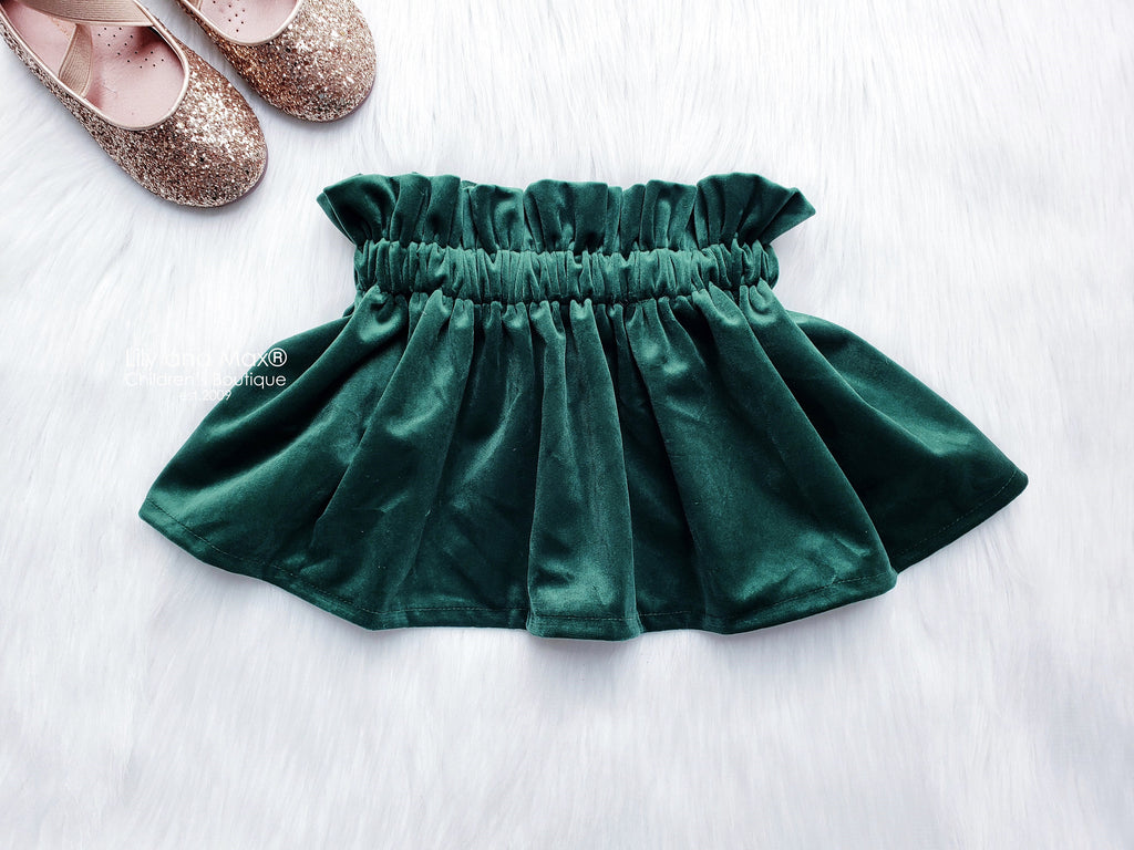 Green velvet skirt