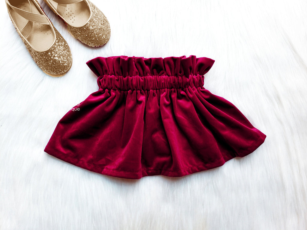 Burgundy velvet skirt