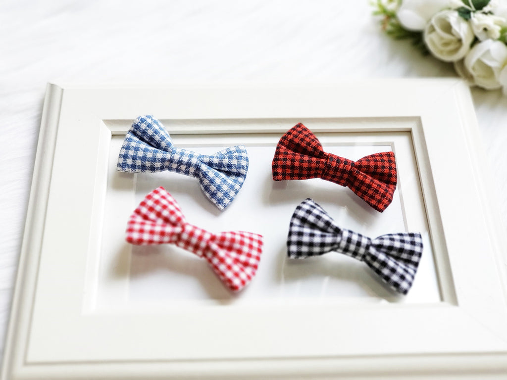 Gingham bow clip, small gingham bow alligator clip