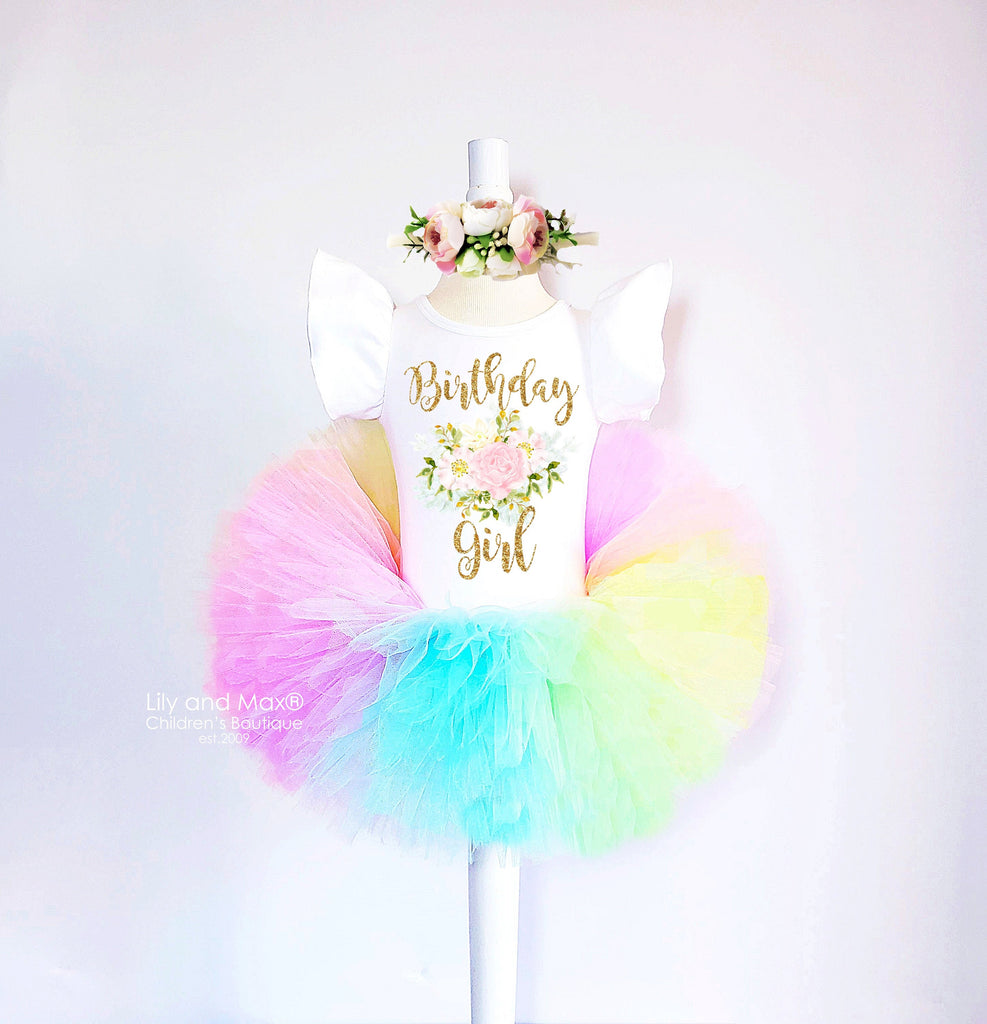 1st Birthday girls Outfit, Floral birthday girl outfit, birthday girl tutu set,birthday outfit,Birthday girl tutu dress, 2nd birthday