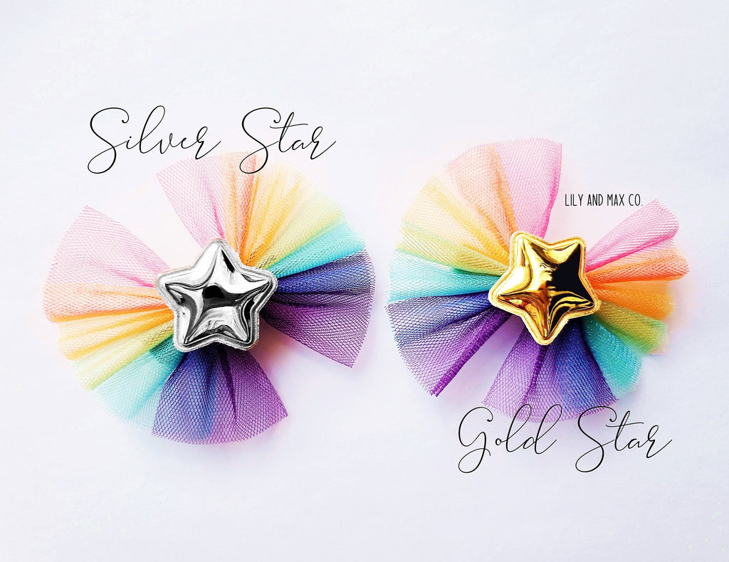 Rainbow star bow clip